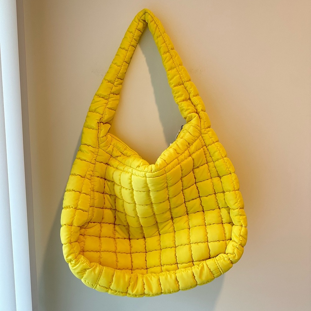 Free People FP Movement Quilted Carryall Lemon Zest Yellow - Picture 6 of 7
